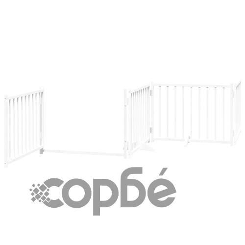 Сгъваема преграда за кучета с врата 8 панела бял 640 см топола ➤ топ цена ➤ sorbe.bg