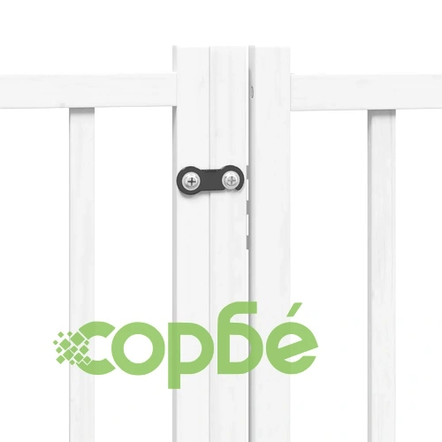 Сгъваема преграда за кучета с врата 6 панела бял 480 см топола ➤ топ цена ➤ sorbe.bg