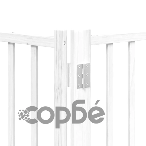 Сгъваема преграда за кучета с врата 8 панела бял 640 см топола ➤ топ цена ➤ sorbe.bg