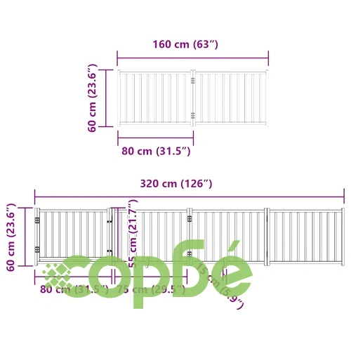 Сгъваема преграда за куче с врата 6 панела черна 480 см топола ➤ топ цена ➤ sorbe.bg