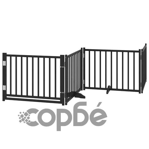 Сгъваема преграда за куче с врата 8 панела черна 640 см топола ➤ топ цена ➤ sorbe.bg
