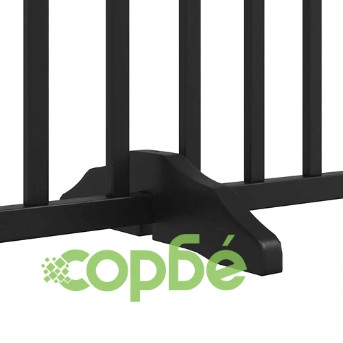 Сгъваема преграда за куче с врата 10 панела черна 800 см топола ➤ топ цена ➤ sorbe.bg