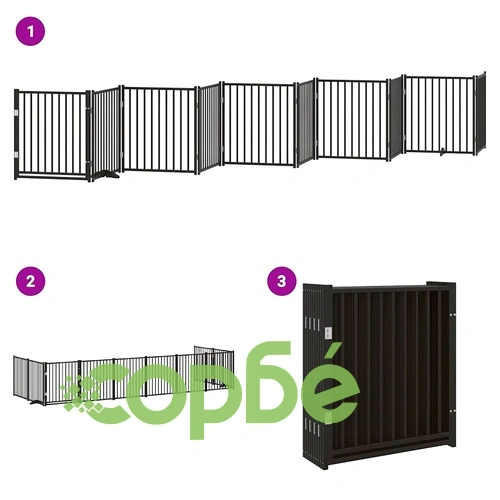 Сгъваема преграда за куче с врата 10 панела черна 800 см топола ➤ топ цена ➤ sorbe.bg