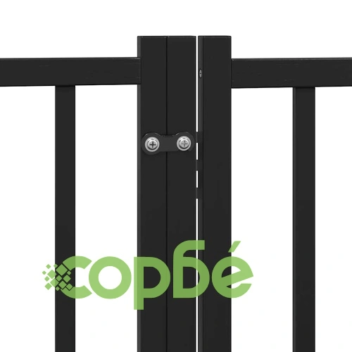 Сгъваема преграда за куче с врата 12 панела черна 960 см топола ➤ топ цена ➤ sorbe.bg