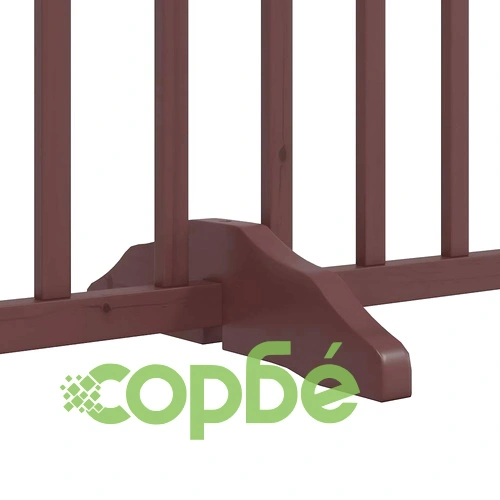 Сгъваема преграда за куче с врата 6 панела кафява 480 см топола ➤ топ цена ➤ sorbe.bg