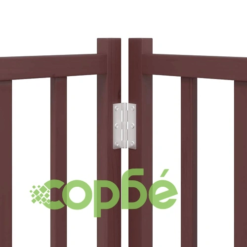 Сгъваема преграда за куче с врата 12 панела кафяв 960 см топола ➤ топ цена ➤ sorbe.bg