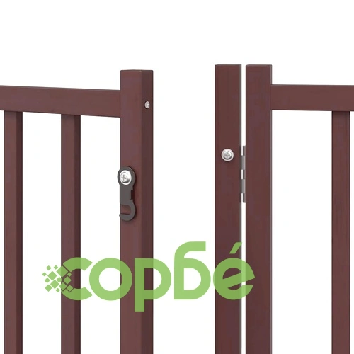 Сгъваема преграда за куче с врата 6 панела кафява 480 см топола ➤ топ цена ➤ sorbe.bg