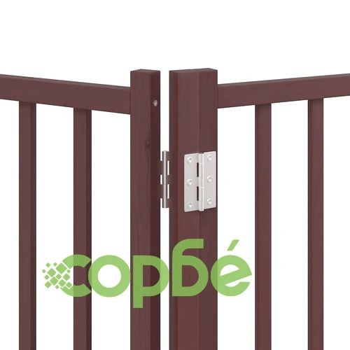 Сгъваема преграда за куче с врата 12 панела кафяв 960 см топола ➤ топ цена ➤ sorbe.bg