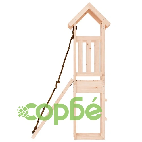 Къща за игра със стена за катерене, борово дърво масив ➤ топ цена ➤ sorbe.bg