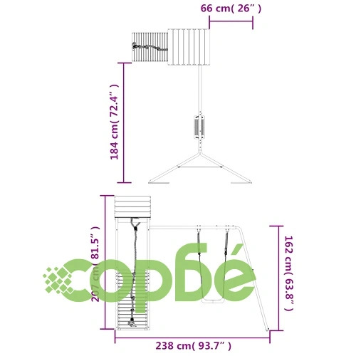 Комбинирано детско съоръжение за игра, импрегниран бор ➤ топ цена ➤ sorbe.bg