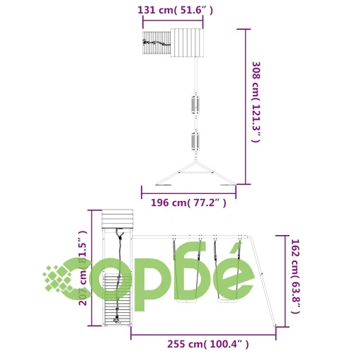 Комбинирано детско съоръжение за игра, импрегниран бор ➤ топ цена ➤ sorbe.bg
