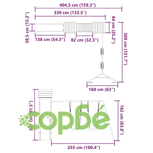 Комбинирано детско съоръжение за игра, импрегниран бор ➤ топ цена ➤ sorbe.bg