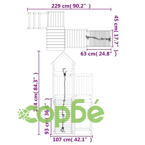 Къща за игра със стена за катерене, масивна дугласка дървесина ➤ топ цена ➤ sorbe.bg
