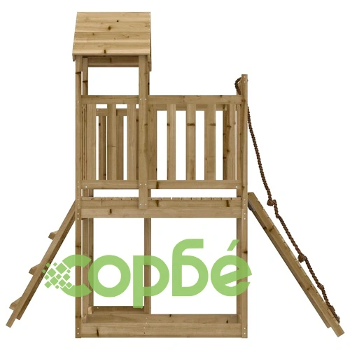 Къща за игра със стена за катерене, импрегниран бор масив ➤ топ цена ➤ sorbe.bg