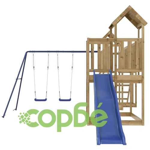 Комбинирано детско съоръжение за игра, импрегниран бор ➤ топ цена ➤ sorbe.bg