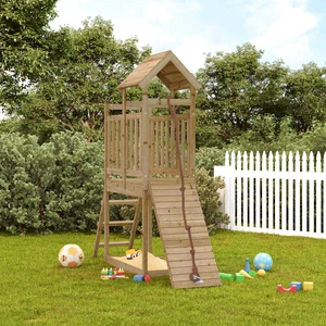 Къща за игра със стена за катерене, импрегниран бор масив