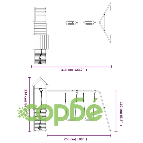 Комбинирано детско съоръжение за игра на открито, бор масив ➤ топ цена ➤ sorbe.bg