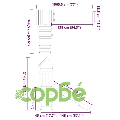 Комбинирано детско съоръжение, масивна дугласка дървесина ➤ топ цена ➤ sorbe.bg