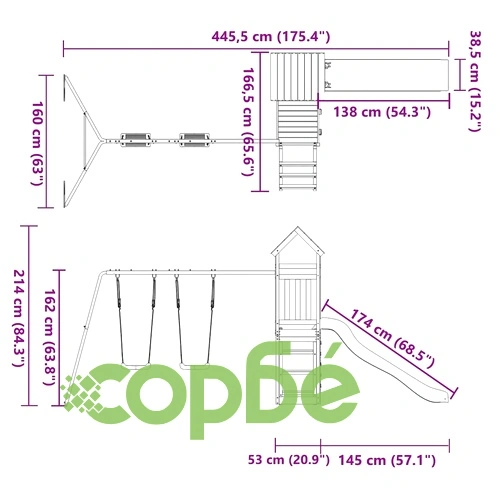 Комбинирано детско съоръжение за игра, импрегниран бор ➤ топ цена ➤ sorbe.bg