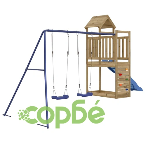 Комбинирано детско съоръжение за игра, импрегниран бор ➤ топ цена ➤ sorbe.bg