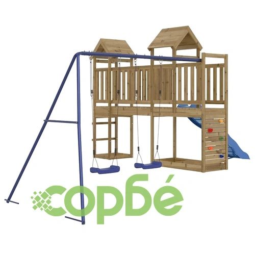 Комбинирано детско съоръжение за игра, импрегниран бор ➤ топ цена ➤ sorbe.bg