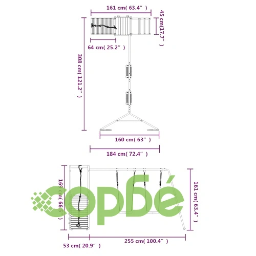 Комбинирано детско съоръжение, масивна дугласка дървесина ➤ топ цена ➤ sorbe.bg