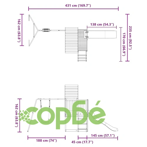 Комбинирано детско съоръжение за игра, импрегниран бор ➤ топ цена ➤ sorbe.bg