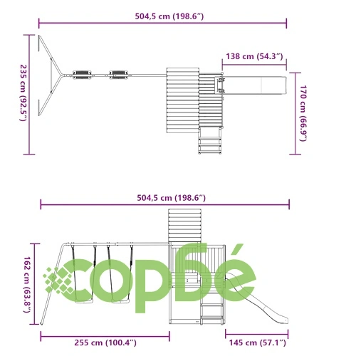 Комбинирано детско съоръжение за игра, импрегниран бор ➤ топ цена ➤ sorbe.bg