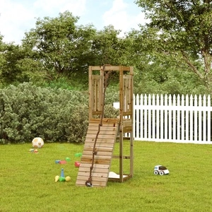 Къща за игра със стена за катерене, импрегниран бор масив