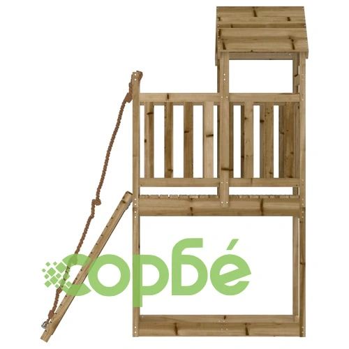 Къща за игра със стена за катерене, импрегниран бор масив ➤ топ цена ➤ sorbe.bg