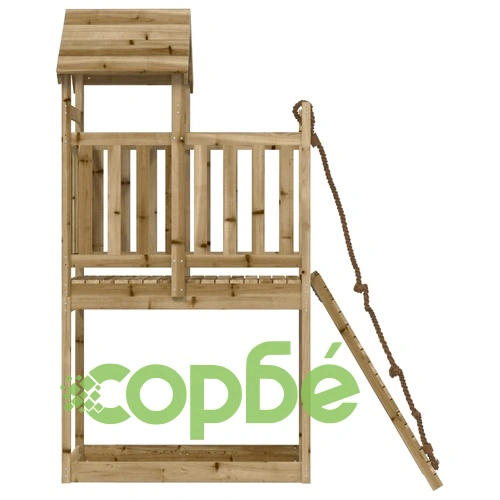 Къща за игра със стена за катерене, импрегниран бор масив ➤ топ цена ➤ sorbe.bg