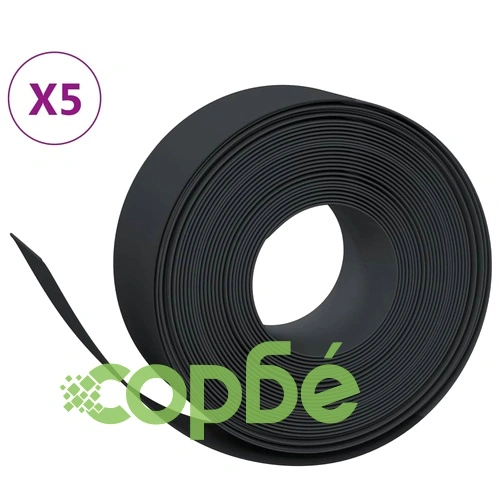 Градински кантове, 5 бр, черни, 10 м, 20 см, полиетилен ➤ топ цена ➤ sorbe.bg