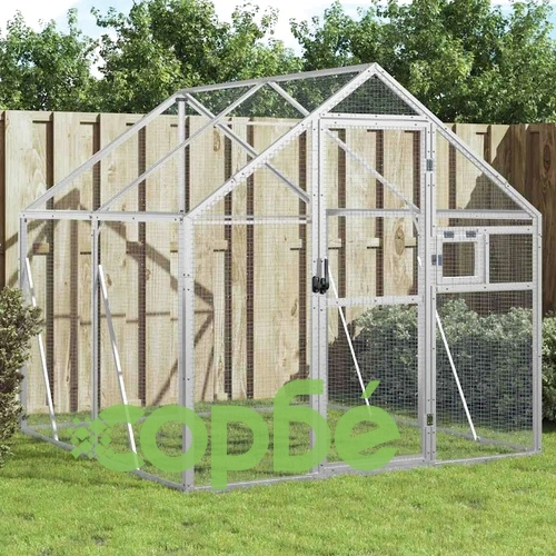 Волиера, сребриста, 1,79x2x1,85 м, алуминий ➤ топ цена ➤ sorbe.bg