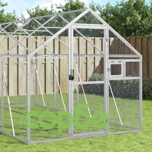 Волиера, сребриста, 1,79x8x1,85 м, алуминий ➤ топ цена ➤ sorbe.bg