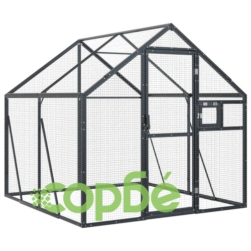 Волиера, антрацит, 1,79x2x1,85 м, алуминий ➤ топ цена ➤ sorbe.bg