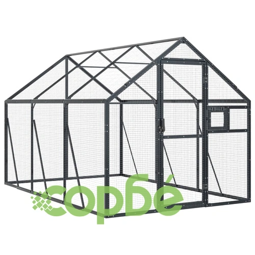 Волиера, антрацит, 1,79x3x1,85 м, алуминий ➤ топ цена ➤ sorbe.bg