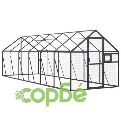 Волиера, антрацит, 1,79x6x1,85 м, алуминий ➤ топ цена ➤ sorbe.bg