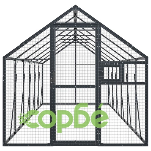 Волиера, антрацит, 1,79x6x1,85 м, алуминий ➤ топ цена ➤ sorbe.bg