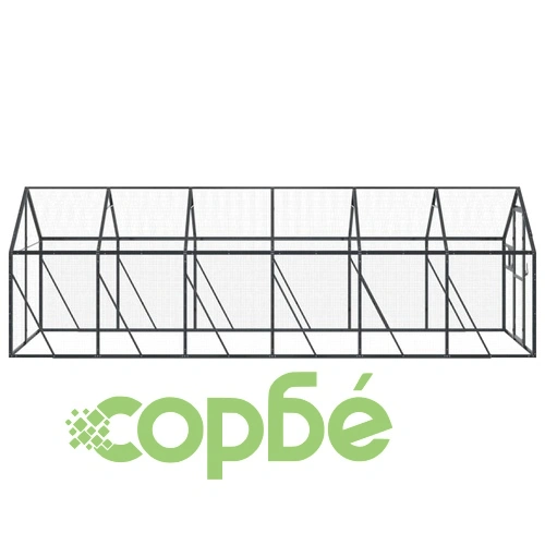 Волиера, антрацит, 1,79x6x1,85 м, алуминий ➤ топ цена ➤ sorbe.bg