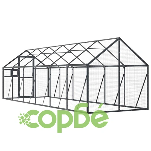 Волиера, антрацит, 1,79x6x1,85 м, алуминий ➤ топ цена ➤ sorbe.bg