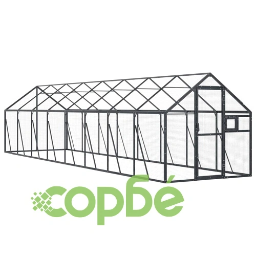 Волиера, антрацит, 1,79x8x1,85 м, алуминий ➤ топ цена ➤ sorbe.bg