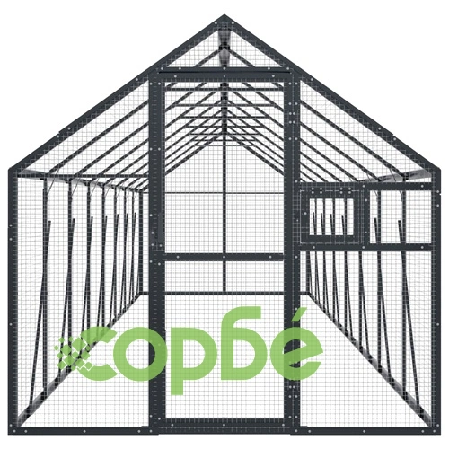 Волиера, антрацит, 1,79x8x1,85 м, алуминий ➤ топ цена ➤ sorbe.bg