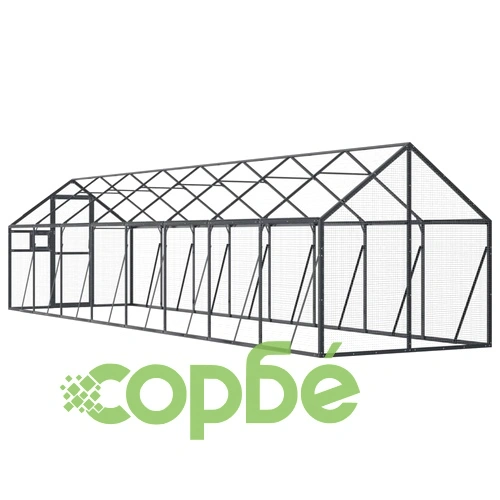 Волиера, антрацит, 1,79x8x1,85 м, алуминий ➤ топ цена ➤ sorbe.bg