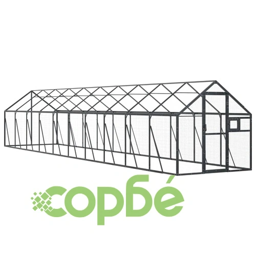 Волиера, антрацит, 1,79x10x1,85 м, алуминий ➤ топ цена ➤ sorbe.bg