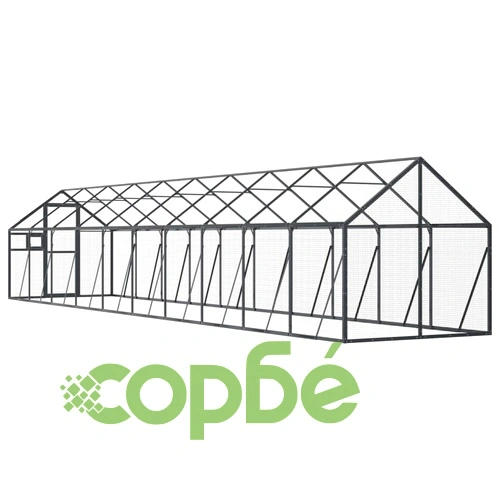 Волиера, антрацит, 1,79x10x1,85 м, алуминий ➤ топ цена ➤ sorbe.bg