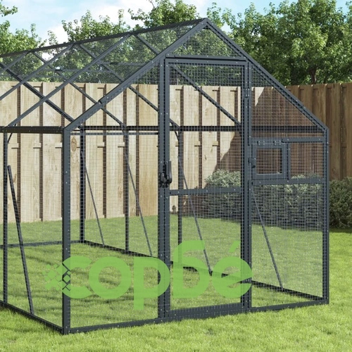 Волиера, антрацит, 1,79x10x1,85 м, алуминий ➤ топ цена ➤ sorbe.bg