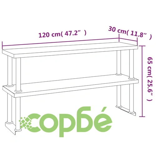 Кухненска работна маса с рафт 120x60x145 см неръждаема стомана ➤ топ цена ➤ sorbe.bg