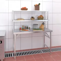 Кухненска работна маса с рафт 120x60x145 см неръждаема стомана
