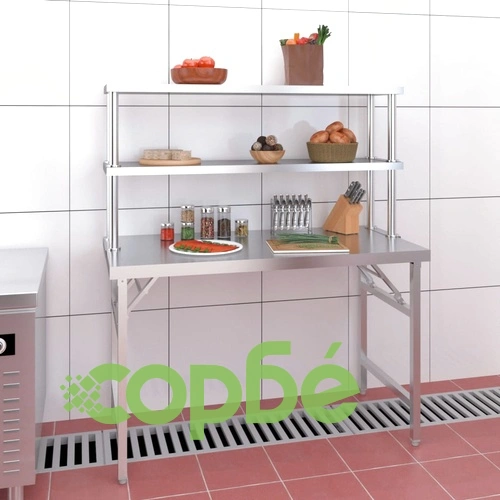 Кухненска работна маса с рафт 120x60x145 см неръждаема стомана ➤ топ цена ➤ sorbe.bg