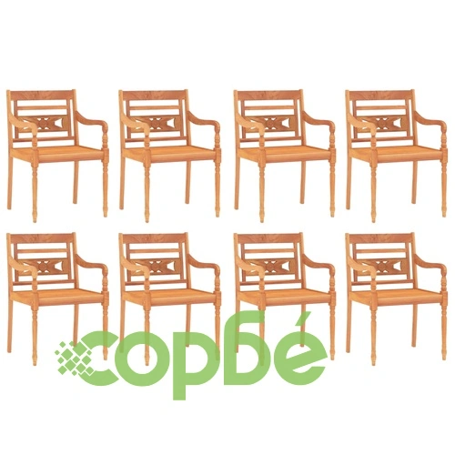 Градински трапезен комплект, 9 части, тиково дърво масив ➤ топ цена ➤ sorbe.bg